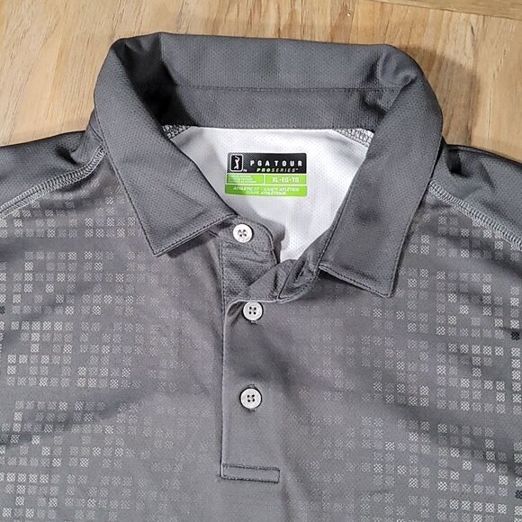 💜PGA Tour Gray Short Sleeve Pro Series Polo Shirt XLarge - Picture 3 of 8